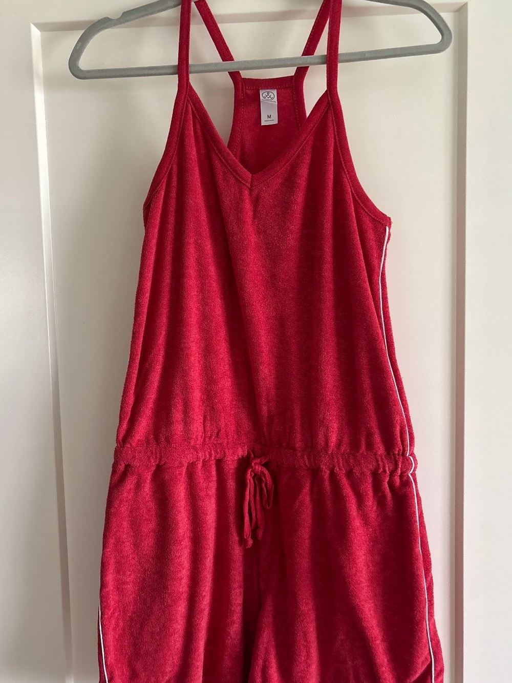 Alternative Red Terry Cloth One-Piece Romper for Women